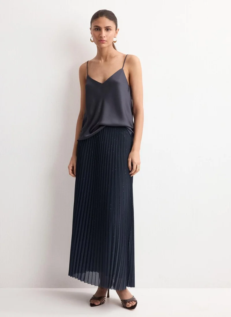 MANGO Pleated flared skirt